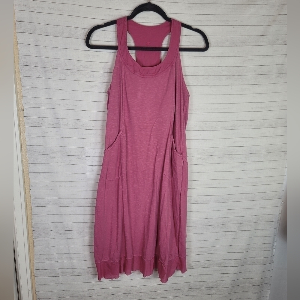 ATHLETA RACER BACK ROSE PINK 100% COTTON DRESS, SZ MEDIUM